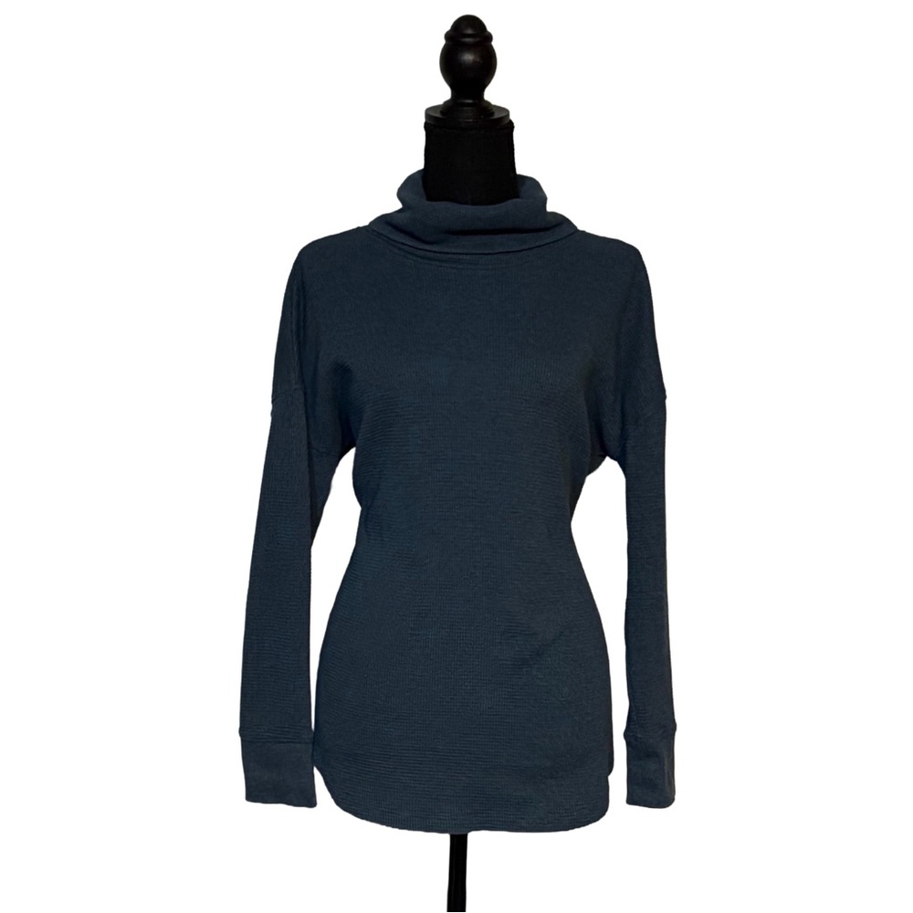 Eddie Bauer Slouch Turtleneck Waffle Knit Tunic | Women’s L Slate Blue